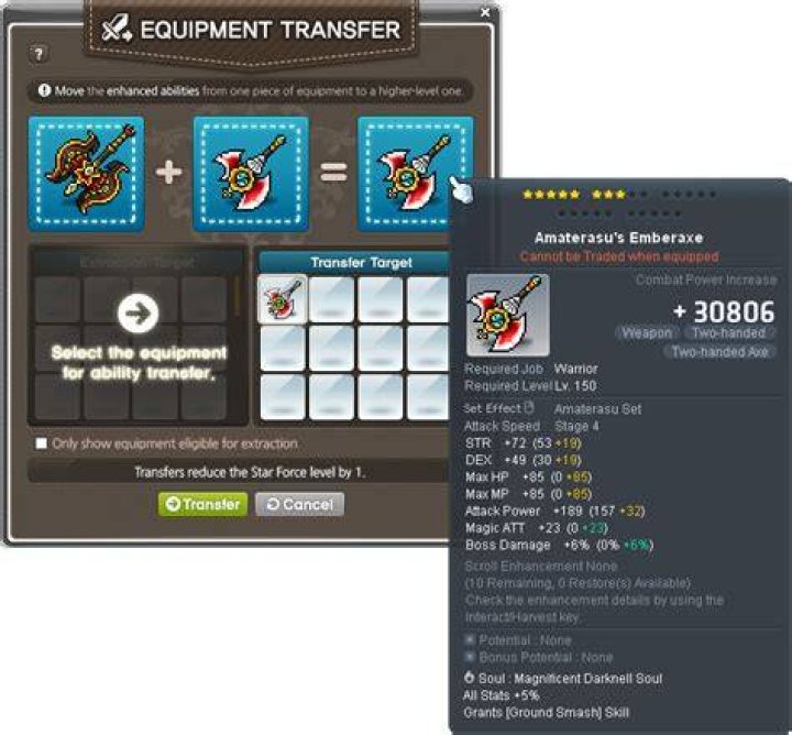 How do you transfer items in maplestory