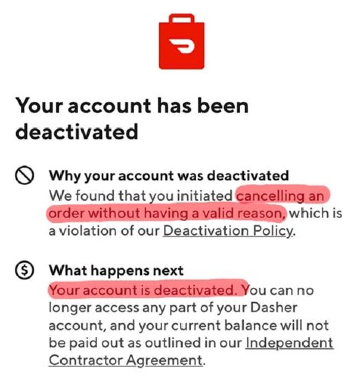 How to know if doordash deactivates you