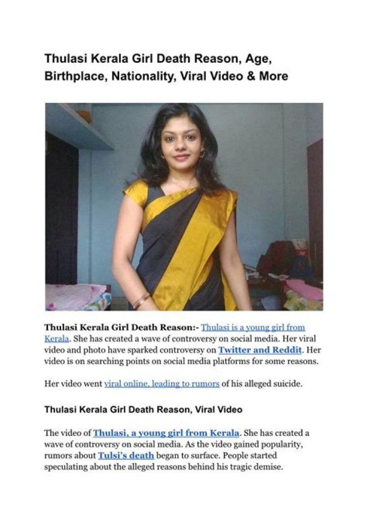 Kerala Thulasi Death Video And Photo: Suicide Case Trending On Internet
