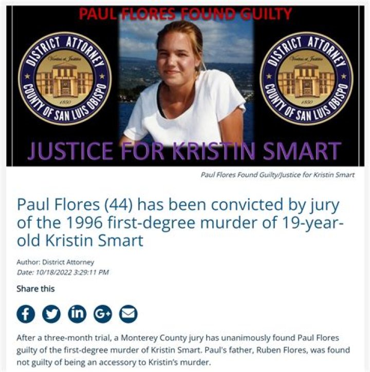 Kristin Smart Case: Paul Flores Found Guilty in 1996 Death and Disappearance of the Cal Poly Freshman
